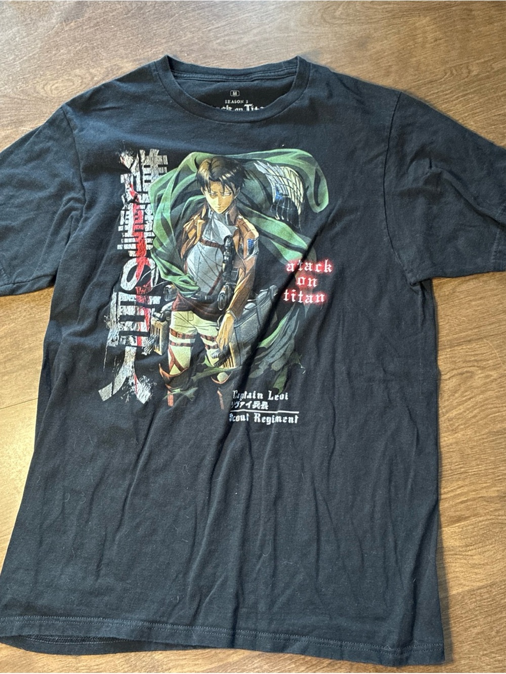 Ripple Junction Black Graphic Tee with Multi-Color Levi Illustration medium
